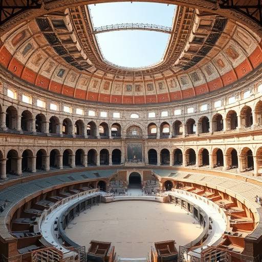 Il Colosseo visto da una prospettiva interna, con l'arena al centro