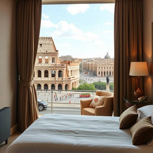 Una pittoresca camera d'albergo con vista sul Colosseo a Roma