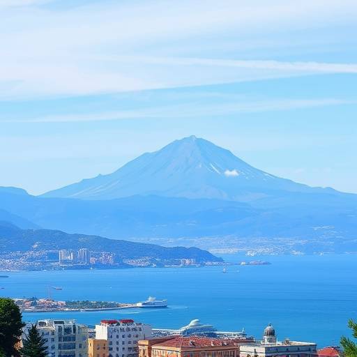 Veduta di Napoli, Campania, con il Vesuvio sullo sfondo.